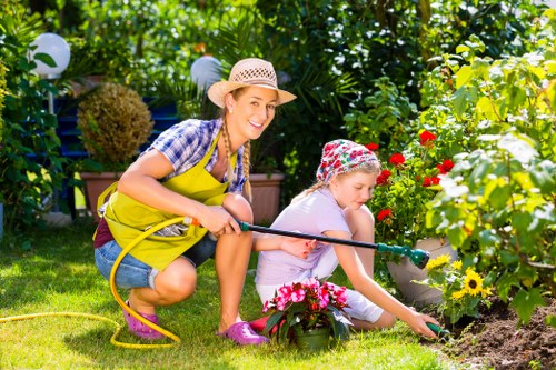 Person using a screen reader and keyboard to browse gardening services
